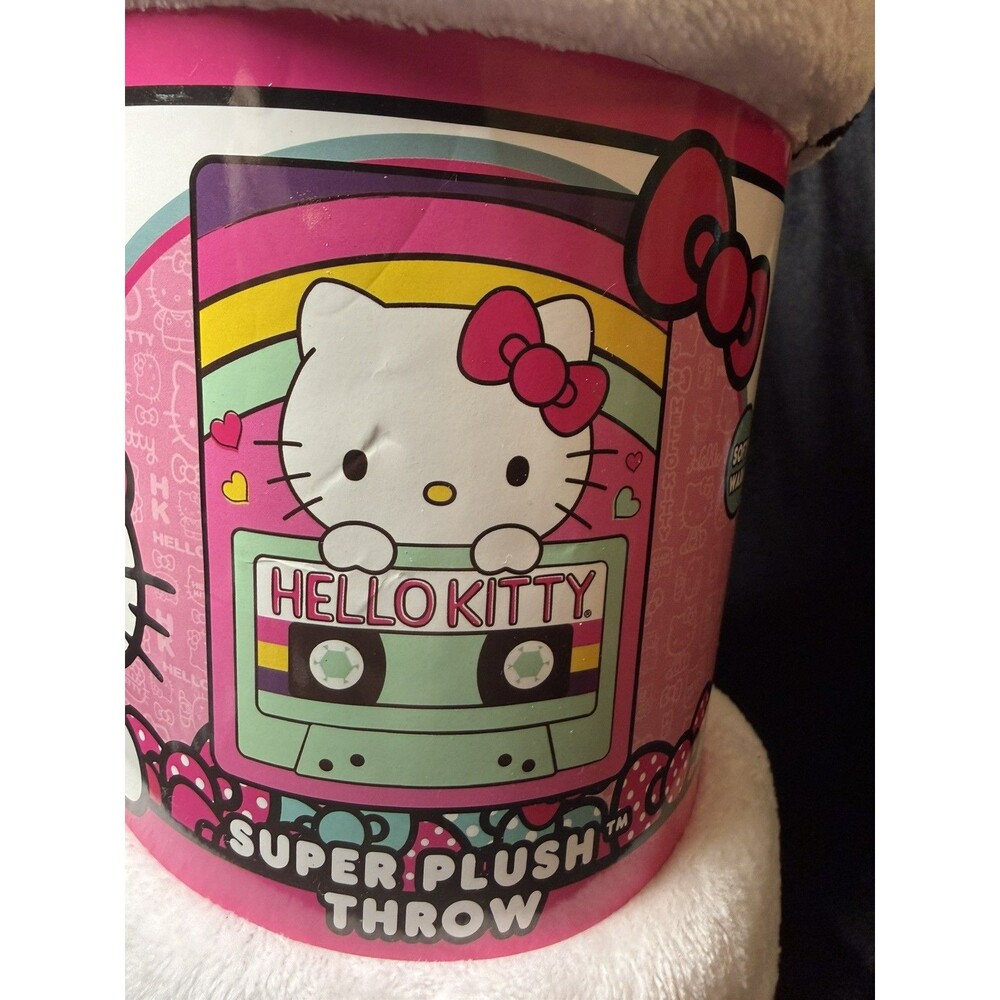 New Hello Kitty 45 x 60 Super Soft Plush Throw Blanket Great Gift 80’s Cassette